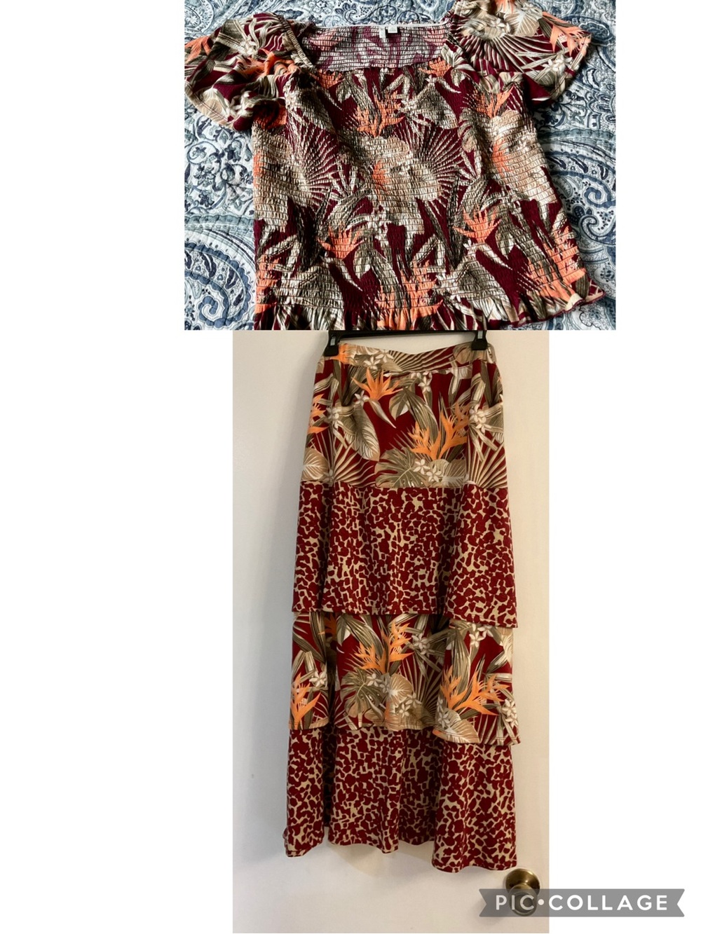 🍁 Leaf Print Maxi Skirt